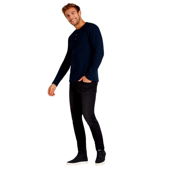 Warehouse Men's Henley Rib Knit Tee - Picture 3 of 6
